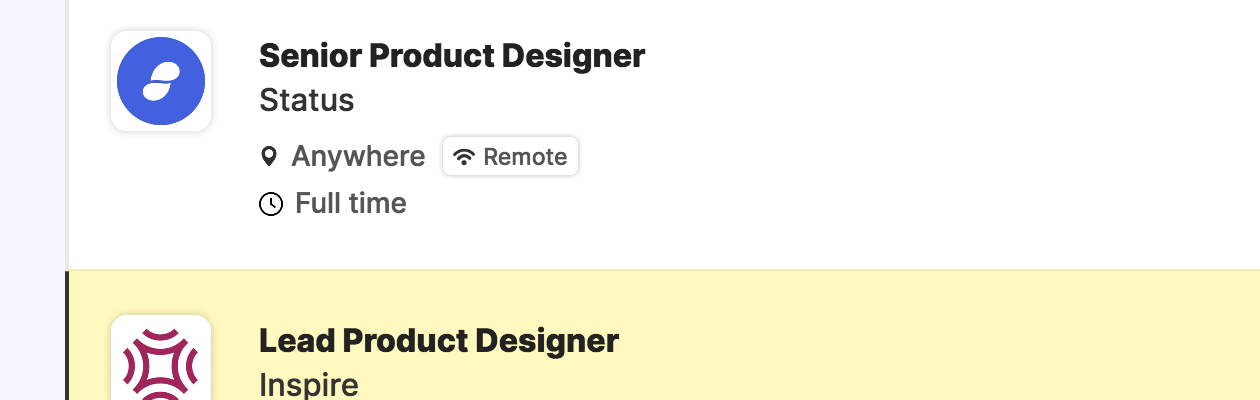 Job board screenshot